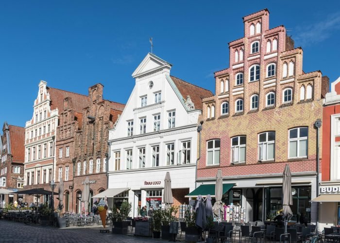 Charming historic buildings in Lüneburg’s old town, showcasing traditional German architecture. Charming historic buildings in Lüneburg's old town, showcasing traditional German architecture.